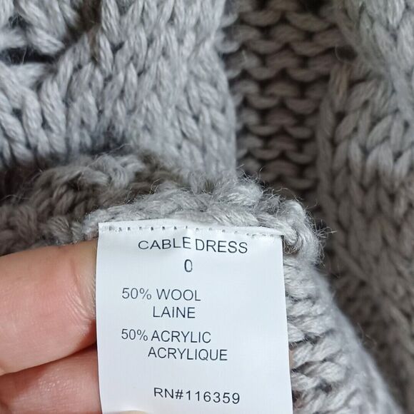 American Retro Women’s Sz 0 Gray Cable Knit Nordic Sweater Dress Wool Blend Mini - Picture 8 of 8